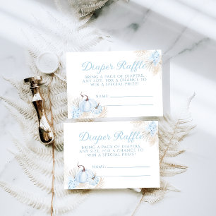 Boho Blue Pumpkin Fall Baby Shower Diaper Raffle Enclosure Card