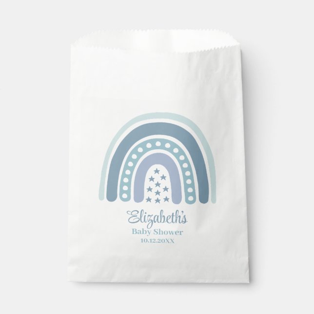 Boho Blue Rainbow Baby Shower Favour Bag (Front)