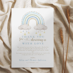 Boho Blue Rainbow Baby Shower  Thank You Card