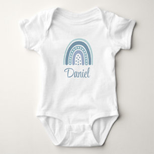 Boho Blue Rainbow Custom Name Baby Bodysuit