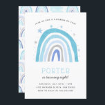 Boho Blue Rainbow Kids Birthday Party Invitation<br><div class="desc">Cute and boho rainbow theme birthday party invitation template card featuring a hand drawn rainbow in blue colours with stars around it. The text at the top says "join us for a rainbow of fun!" Perfect for a boy's magical party.</div>