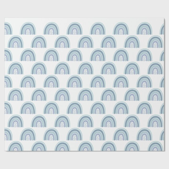 Boho Blue Rainbow Pattern Wrapping Paper (Flat)