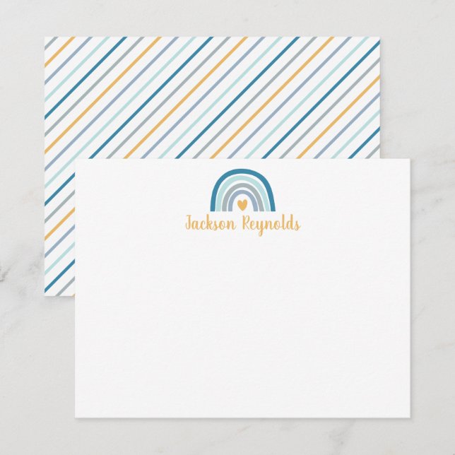 Boho Blue Rainbow Stationery Card (Front/Back)