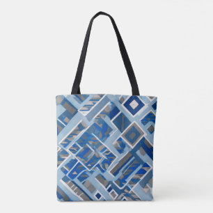 Boho Blue Shapes Tote Bag