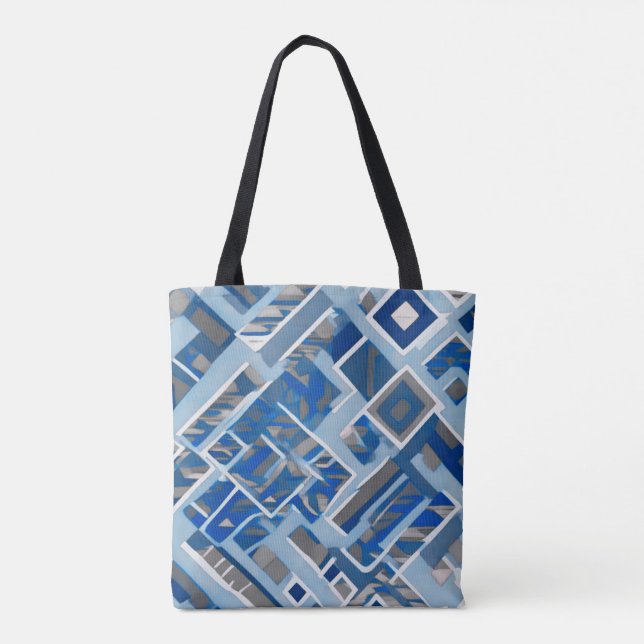 Boho Blue Shapes Tote Bag (Back)