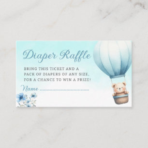 Boho Blue Teddy bear Baby Shower Diaper Raffle Enclosure Card