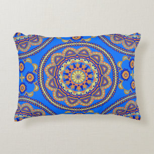 Boho Blue Tile Design Decorative Cushion