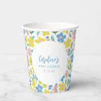 Boho Blue Yellow Ditsy Floral Custom Baby Shower