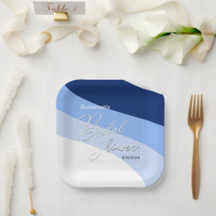 Boho Blues Streaming Shades Bridal Shower Paper Plate