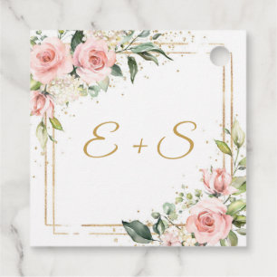 Boho blush and gold green name initials Favour Tag