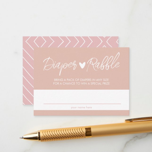Boho Blush and Pink Diaper Raffle Enclosure Card (Front/Back In Situ)