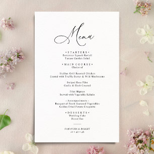 Boho Blush Black & White Modern Wedding Menu