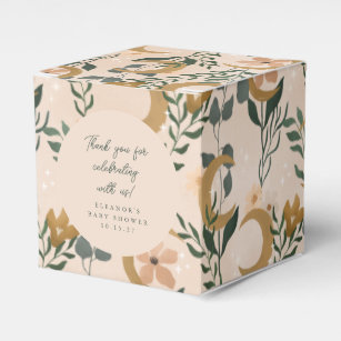 Boho Blush Botanical Moon Custom Baby Shower Thank Favour Box