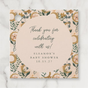 Boho Blush Botanical Moon Custom Baby Shower Thank Favour Tags