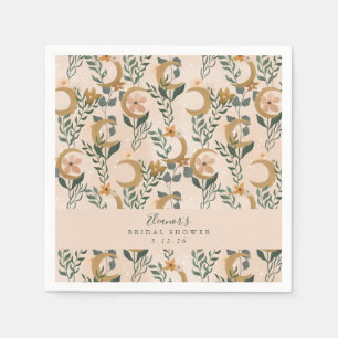 Boho Blush Botanical Moon Custom Bridal Shower Napkin