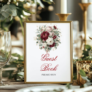 Boho Blush Burgundy Guest Book Sign Bridal Shower