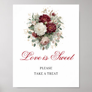 Boho Blush Burgundy Love is Sweet Tabletop Sign