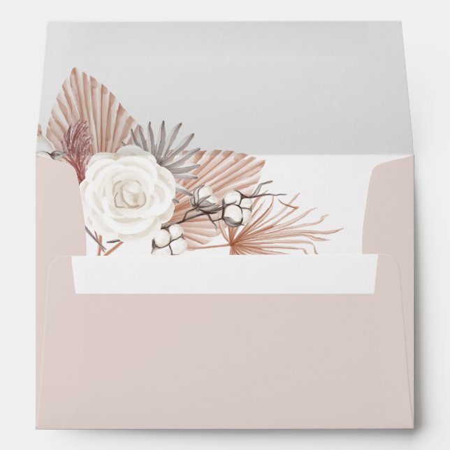 Boho Blush Dried Floral Wedding Invitation Envelop Envelope (Back (Bottom))