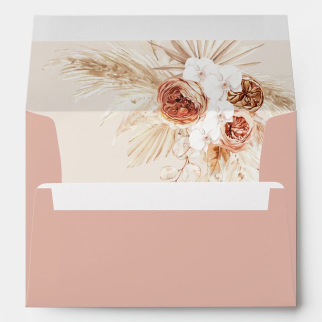 Boho Blush Envelopes, Modern Floral Pampas Grass  Envelope (Back (Bottom))