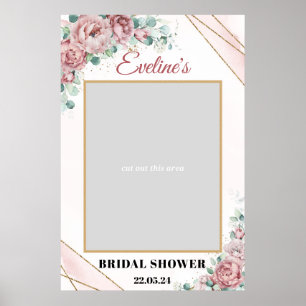 Boho blush floral gold bridal shower photo prop poster