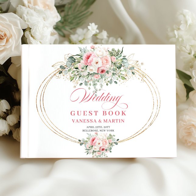 Boho Blush Floral Greenery Wedding Guest Book (Boho Blush Floral Greenery Wedding Guest Book)