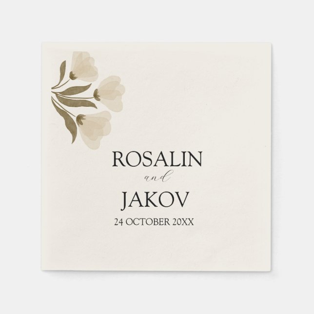 Boho Blush Floral Wedding Invitation Napkin (Front)