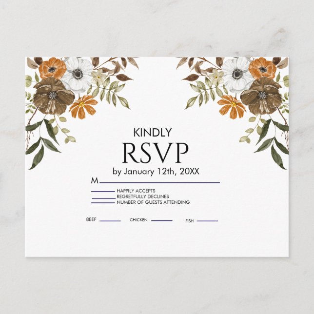 Boho Blush Floral Wedding Invitation Postcard (Front)
