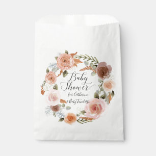 BOHO Blush Floral Wreath Watercolor Baby Shower Favour Bag