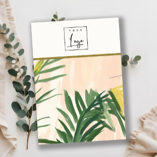 Boho Blush Green Tropical Palm Leaf Necklace Logo Business Card
