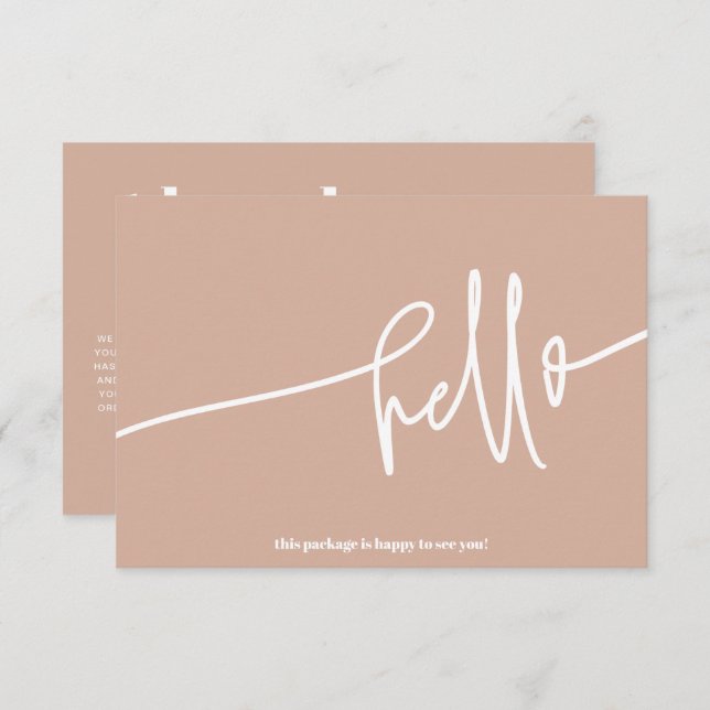 Boho Blush Hello Thank You Order Small Business Enclosure Card (Front/Back)