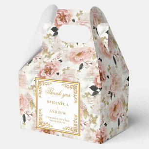 Boho blush ivory gold floral wedding favour box