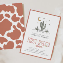 Boho Blush Modern Girls First Rodeo 1st Birthday