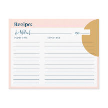 Boho Blush & Mustard Premium Recipe Card