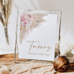 Boho Blush Pampas Floral Favours Bridal Shower Sig Poster<br><div class="desc">This classy "Favours" sign will surely brighten up your event,  be it your wedding,  bridal shower,  baby shower or birthday party. The design features muted blush roses mixed with earthy pampas grass and soft boho elements.</div>