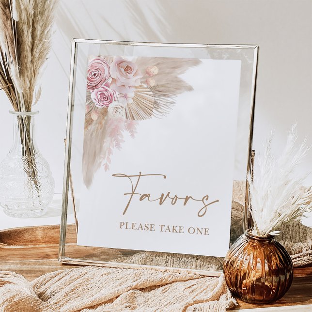 Boho Blush Pampas Floral Favours Bridal Shower Sig Poster (Creator Uploaded)
