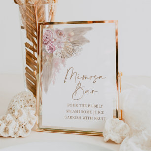Boho Blush Pampas Floral Mimosa Bar Shower Sign