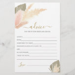 Boho Blush Pampas Grass Advice for the Bride card<br><div class="desc">Boho Blush Pampas Grass advice for the bride card</div>