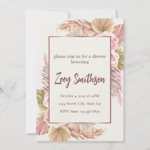 Boho Blush Pampas Grass Invitation