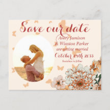 Boho Blush Photo Buttery Floral Save the Date Anno