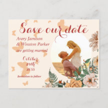 Boho Blush Photo Floral Buttery Save the Date 