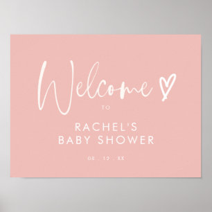 Boho Blush Pink Baby Shower Welcome Poster