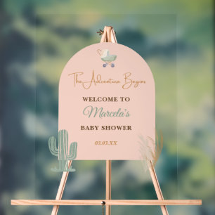 Boho Blush Pink Boho Baby Shower Welcome Sign
