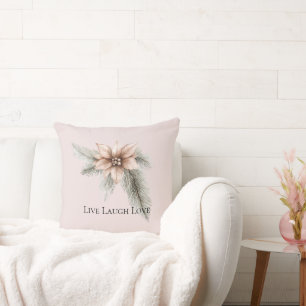 Boho Blush Pink Christmas Floral Christmas Tree Cushion