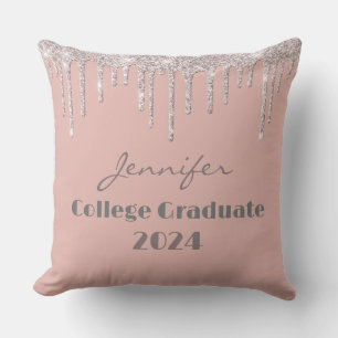 Boho Blush Pink College Graduate Throw Pillow