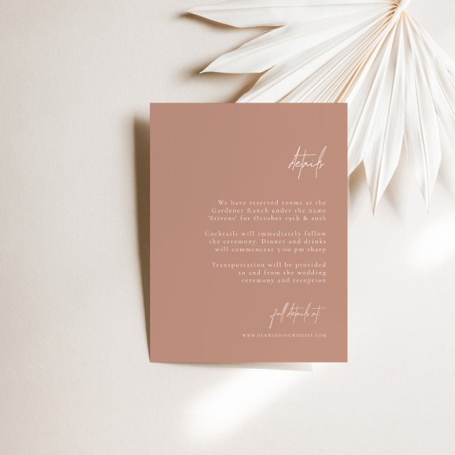 Boho Blush Pink Elegant Minimalist Wedding Details Enclosure Card (Boho Blush Pink Elegant Minimalist Wedding Details Enclosure Card)