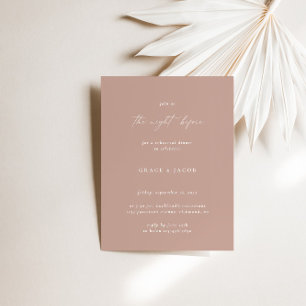 Boho Blush Pink Elegant Wedding Rehearsal Dinner Invitation
