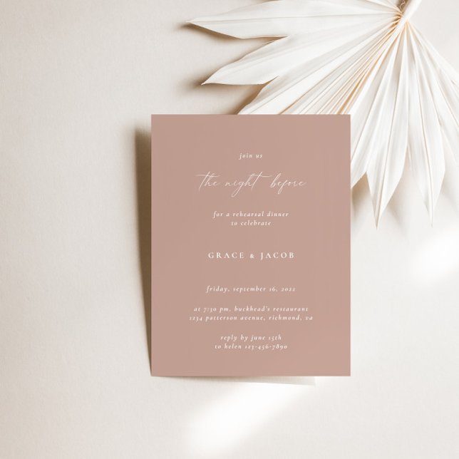 Boho Blush Pink Elegant Wedding Rehearsal Dinner Invitation (Creator Uploaded)