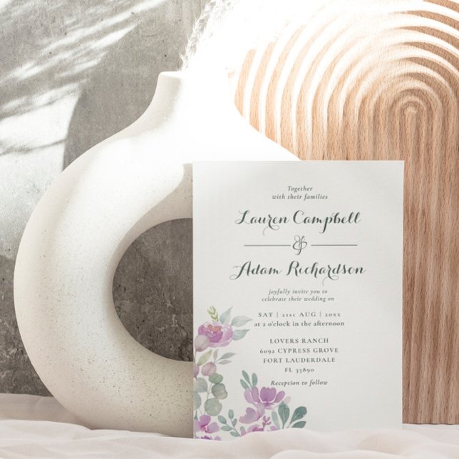 Boho Blush Pink Eucalyptus Floral Wedding Invitation (Creator Uploaded)