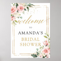 Boho blush pink floral bridal shower welcome sign