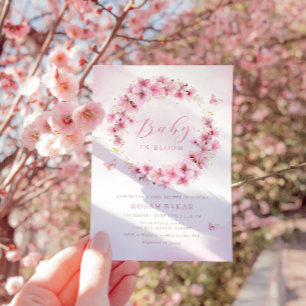 Boho Blush Pink Floral Butterfly Girl Baby Shower Invitation